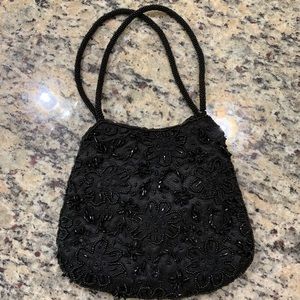 La Regale Black Beaded Evening Bag